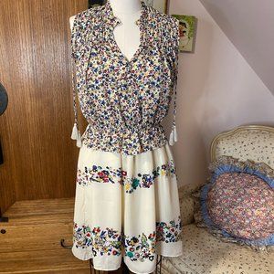 Derek Lam silk two piece dress and blouse in cream and color floral sz 2